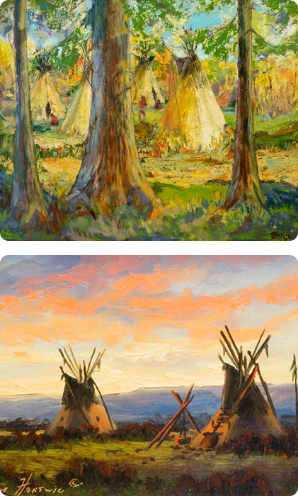 A vibrant forest scene with tall trees and a bright clearing.