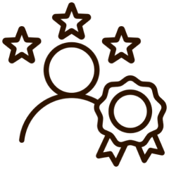 Person with stars and award badge icon