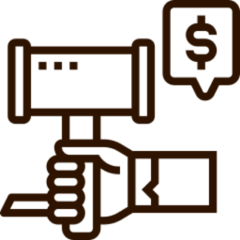 Gavel and dollar sign icon