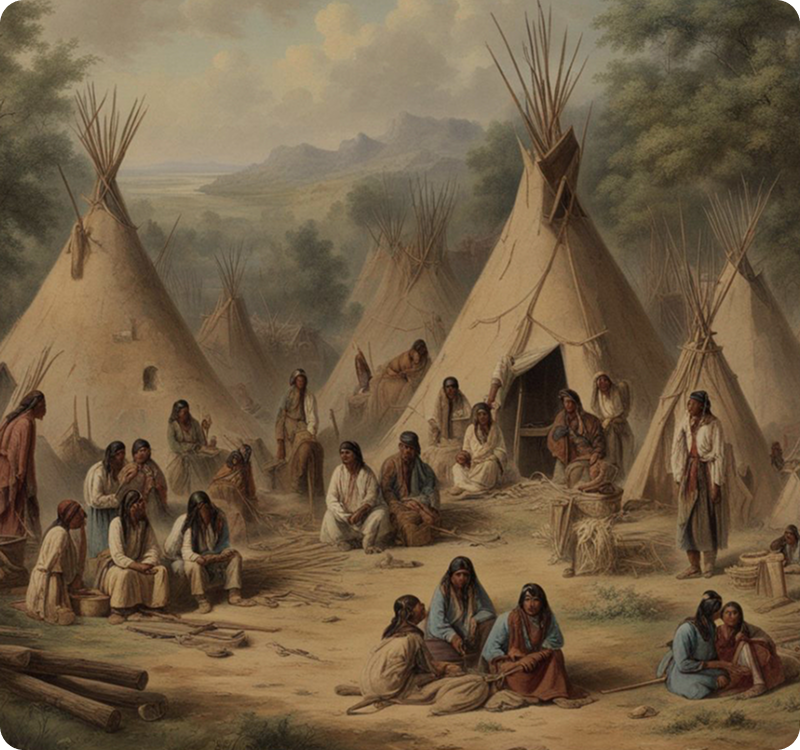 Historical depiction of Native American life